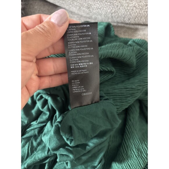 Anthropologie x Maeve Adrienne Twist Crinkled Velvet Midi Dress Green Size S - Picture 10 of 10